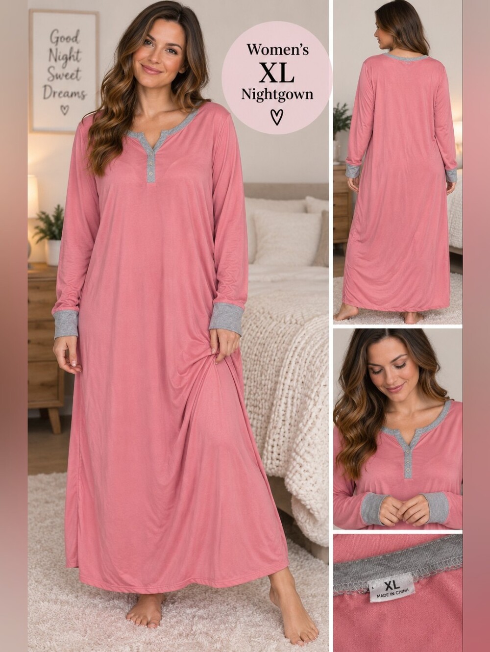 Ekouaer Women's XL Pink nightgown #30